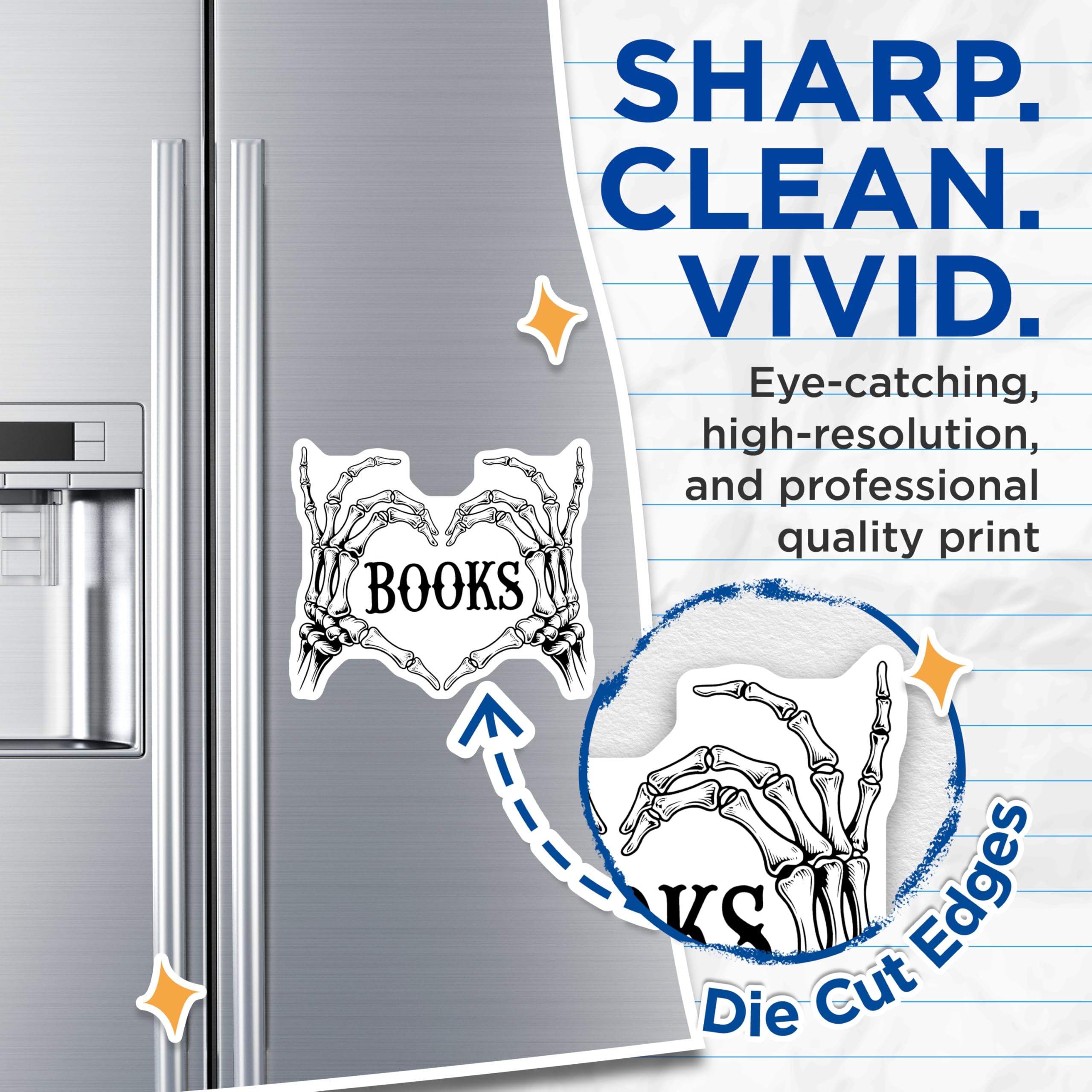 (2 Pack) Books Skeleton Hands Magnets - Reader Lover - Gothic Librarian Decor - 5" On Longest Side - Premium Magnet - for Cars, Refrigerators, Toolboxes, Lockers - Made in USA - MAG18083