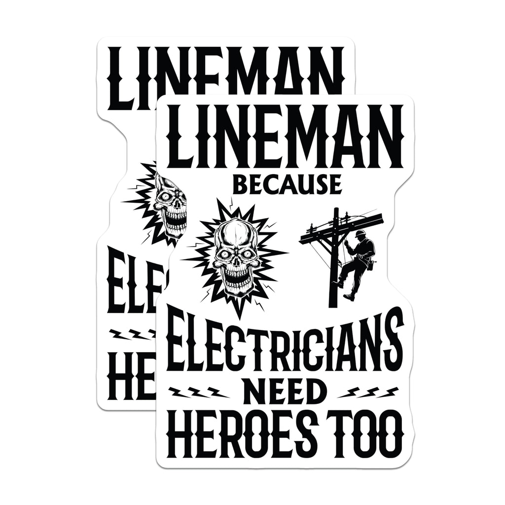(2 Pack) Lineman Magnets - Electrician Heroes - Power Pole Work - Skull Lightning Design - 5 Inches On Longest Side - Thick Durable Magnet - Made in USA - MAG20815
