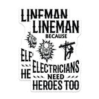 (2 Pack) Lineman Magnets - Electrician Heroes - Power Pole Work - Skull Lightning Design - 5 Inches On Longest Side - Thick Durable Magnet - Made in USA - MAG20815