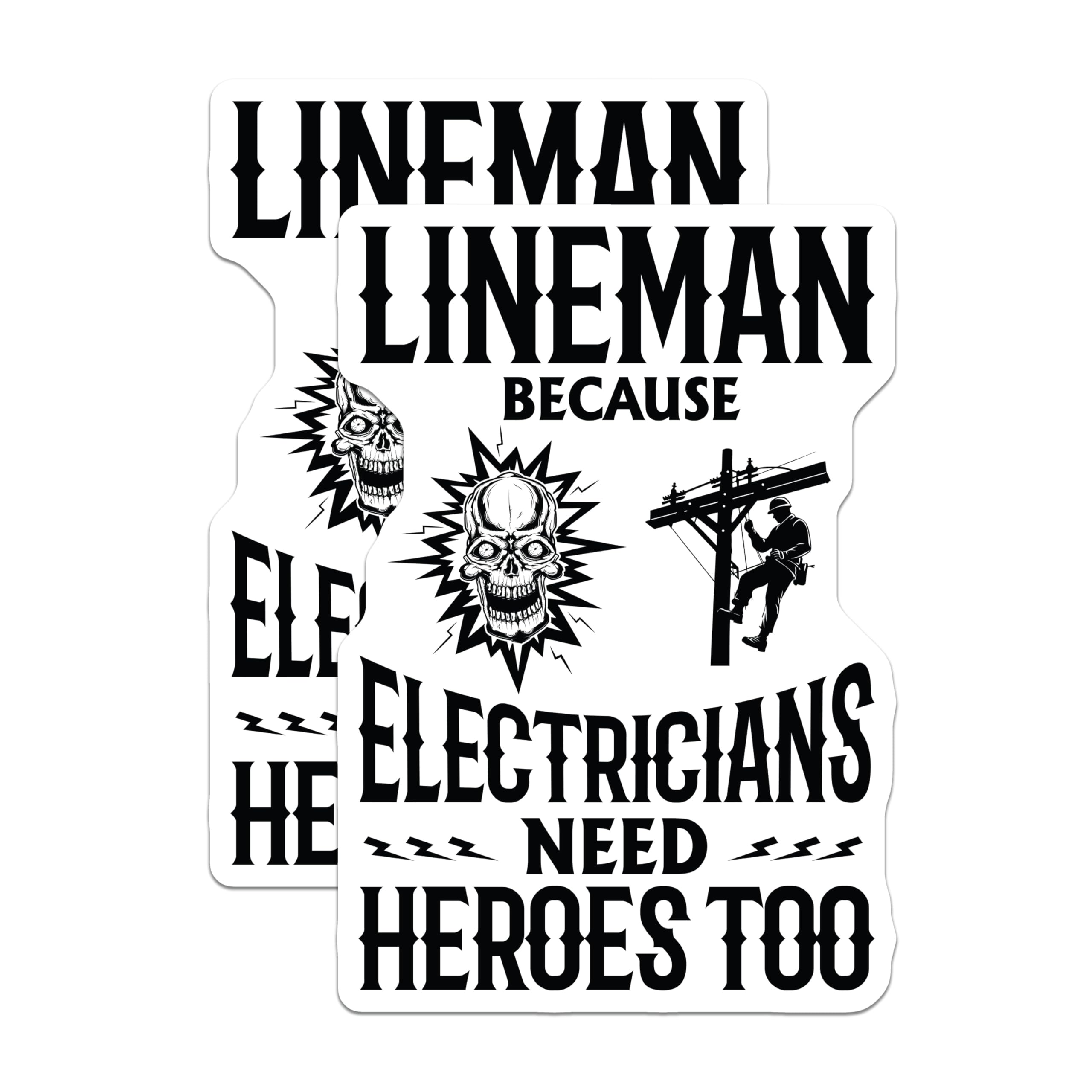(2 Pack) Lineman Magnets - Electrician Heroes - Power Pole Work - Skull Lightning Design - 5 Inches On Longest Side - Thick Durable Magnet - Made in USA - MAG20815