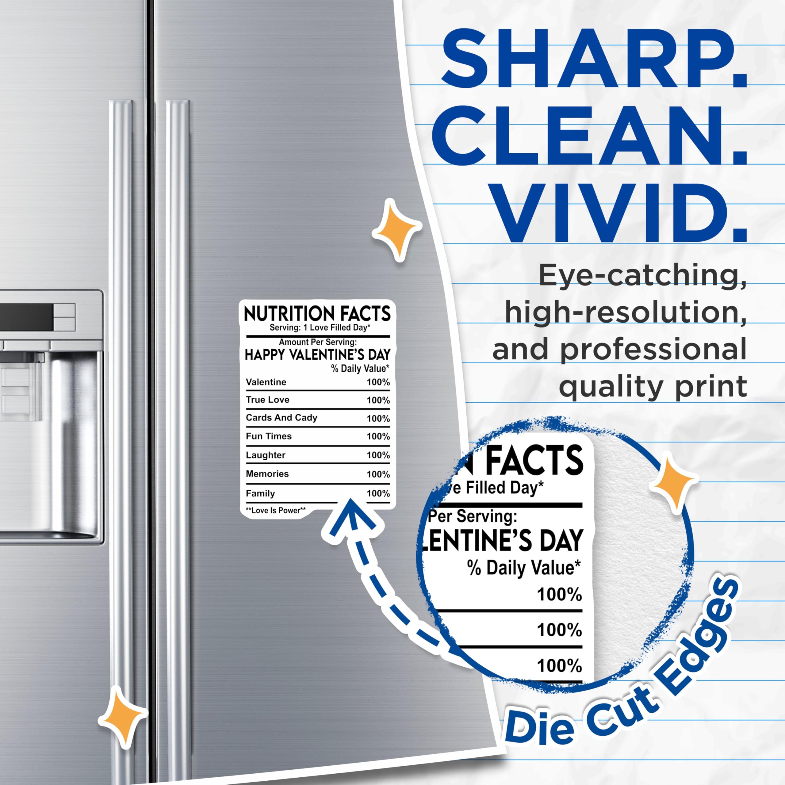 (2 Pack) Valentine's Day Magnets - Funny Nutrition Facts - Love and Laughter Decor Magnets - 5" On Longest Side - Premium Magnet - for Cars, Refrigerators, Toolboxes, Lockers - Made in USA - MAG14989