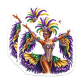 (2 Pack) Mardi Gras Woman Magnets - New Orleans Carnival Decor - Festive Celebration Art - 5 Inches On Longest Side - Thick Durable Magnet - Made in USA - MAG36727