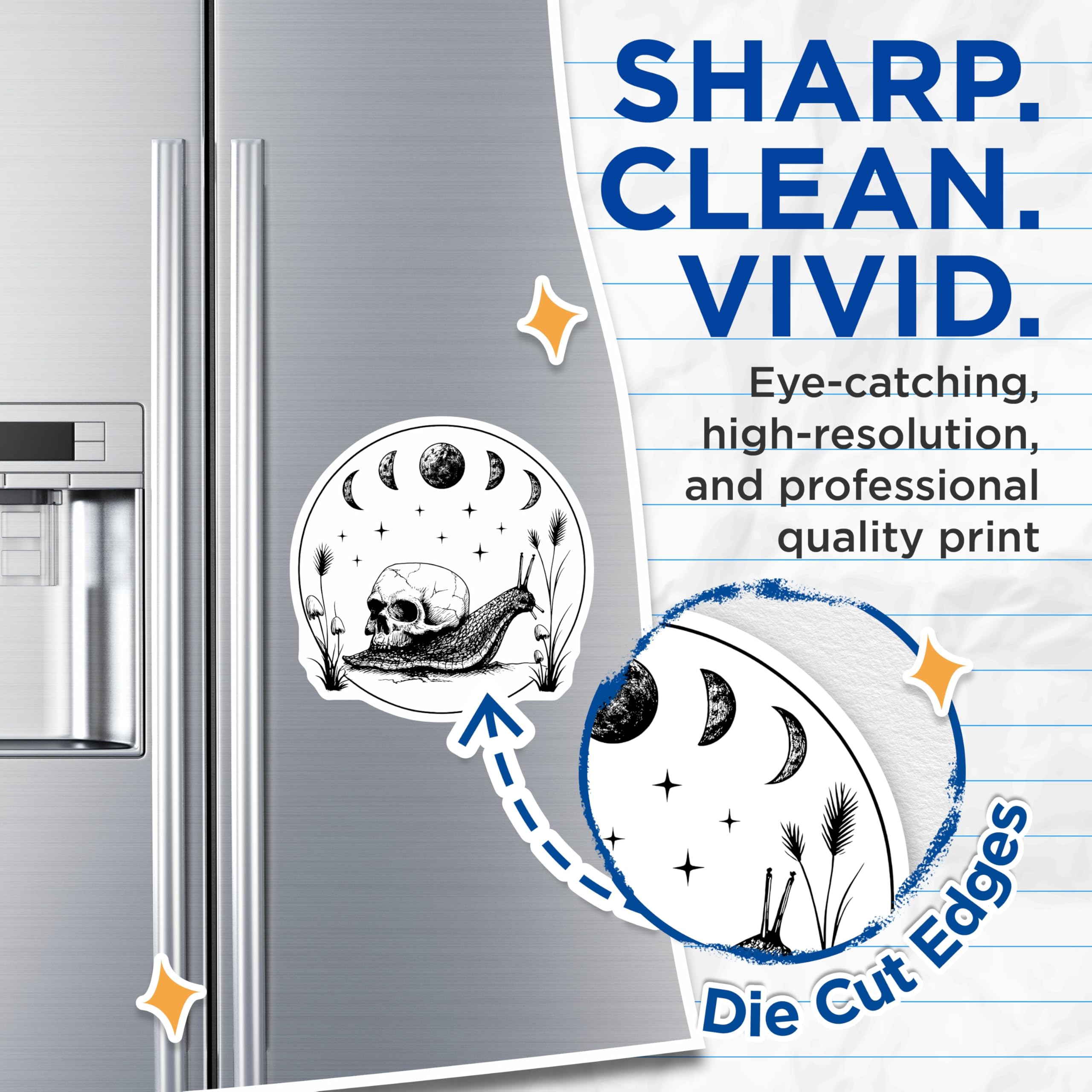 (2 Pack) Skull Snail Magnets - Moon Phase Decor - Gothic Fridge Art - 5" On Longest Side - Premium Magnet - for Cars, Refrigerators, Toolboxes, Lockers - Made in USA - MAG16895