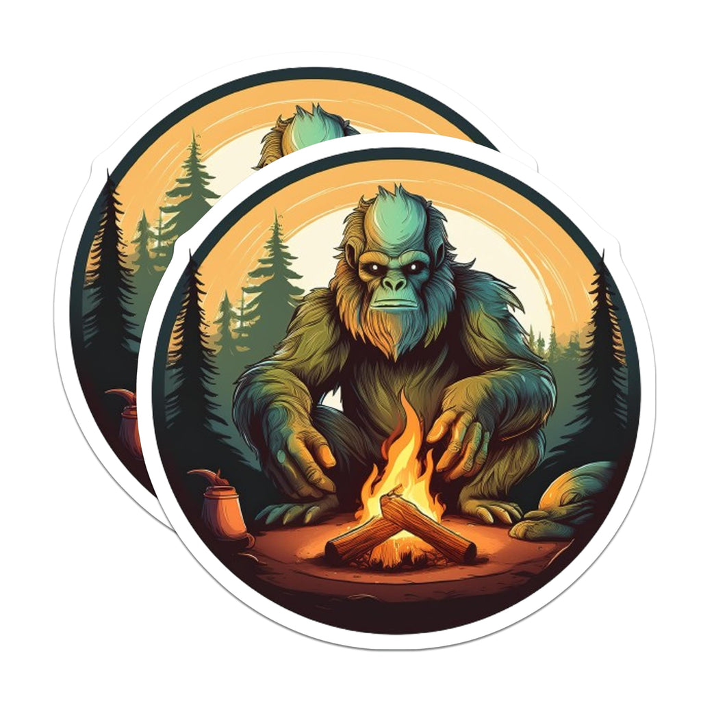 (2 Pack) Bigfoot Campfire Magnets - Sasquatch Forest Decor - Cryptid Outdoor Adventure - 5 Inches On Longest Side - Thick Durable Magnet - Made in USA - MAG20962