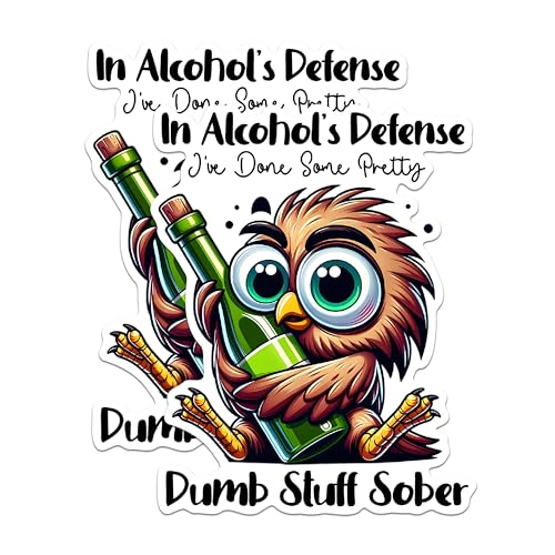 (2 Pack) in Alcohol's Defense Magnets - Funny Owl Magnets - Humorous Quote Magnets- 5" On Longest Side - for Fridges, Toolboxes, Cars - Made in USA - MAG2935