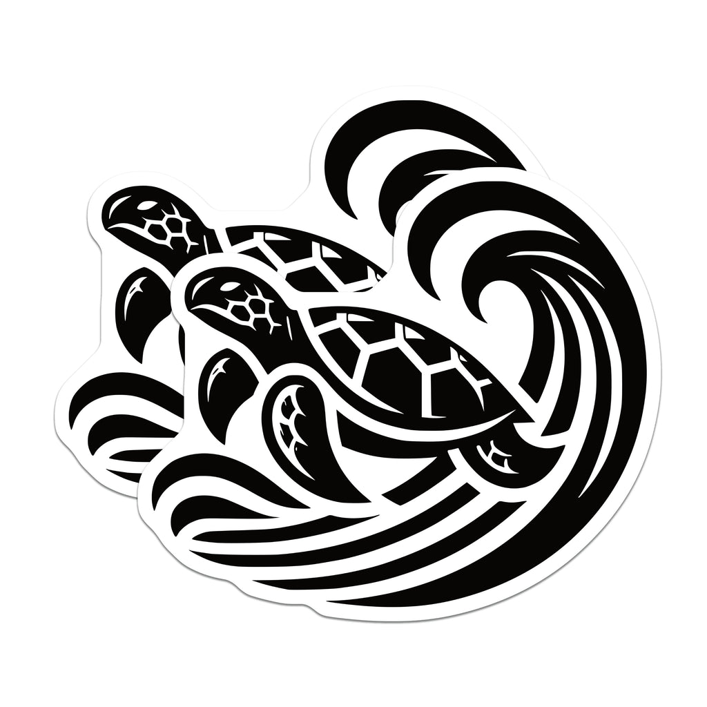 (2 Pack) Sea Turtle Magnets - Ocean Animal Art - Coastal Home Decor - Tribal Marine Life - Refrigerator Decal - 5 Inches On Longest Side - Thick Durable Magnet - Made in USA - MAG38991