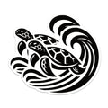 (2 Pack) Sea Turtle Magnets - Ocean Animal Art - Coastal Home Decor - Tribal Marine Life - Refrigerator Decal - 5 Inches On Longest Side - Thick Durable Magnet - Made in USA - MAG38991