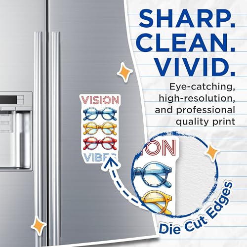 (2 Pack) Vision Vibes Magnets - Retro Glasses - Inspirational Home Decor - 5" On Longest Side - for Cars, Fridges, Toolboxes - Made in USA - MAG8084