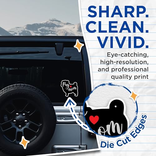 (2 Packs) Pug Mom Stickers - Pug Dog Breed Decals - 5 Inches On Longest Side - Premium Vinyl Decal - Sticks to Any Smooth Flat Surface - Made in USA - BMCS2516