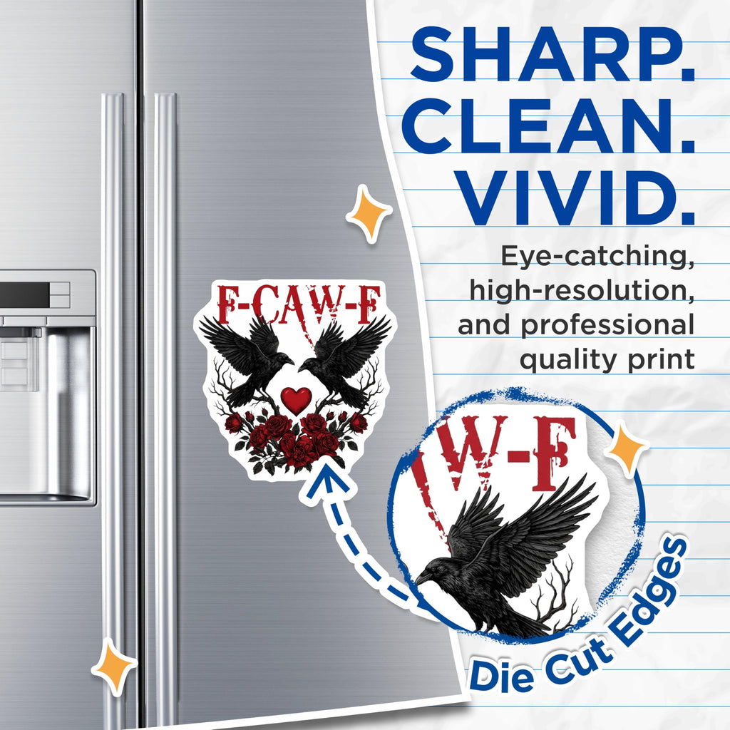 (2 Pack) Raven and Roses Magnets - Gothic Romance - Bird Lover Refrigerator Magnets - 5" On Longest Side - Premium Magnet - for Cars, Refrigerators, Toolboxes, Lockers - Made in USA - MAG16744