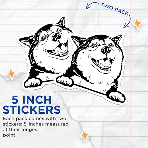 (2 Pack) Cute Dog Stickers - Animal Lover Stickers - Fun Pet Stickers for Water Bottles Laptops and Journals - 5" On Longest Side - Sticks to Smooth Flat Surfaces - Made in USA - BMCS4037
