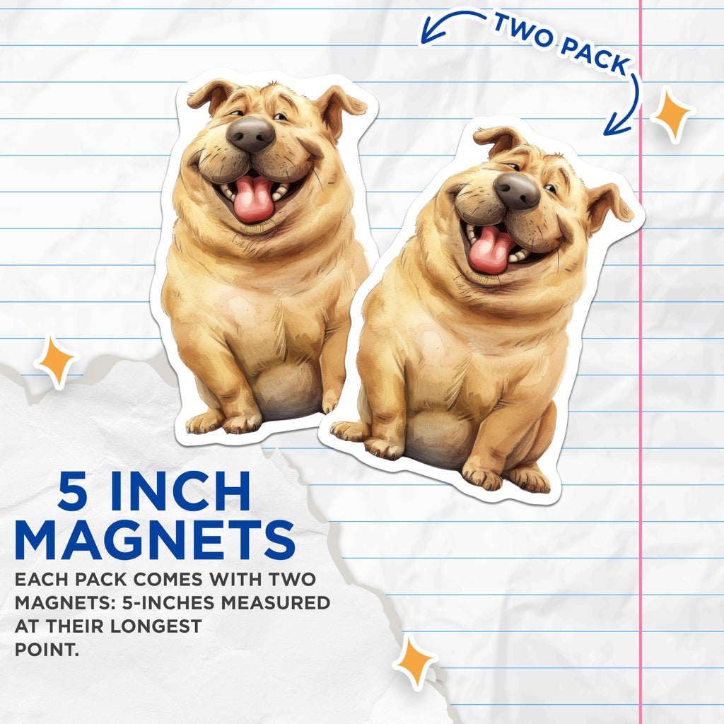 (2 Pack) Happy Dog Magnets - Cute Pet Lover Refrigerator Decor - Puppy Parent Kitchen Art - 5 Inches On Longest Side - Thick Durable Magnet - Made in USA - MAG30940