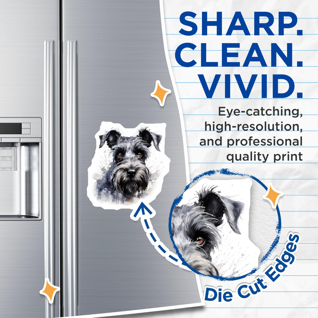 (2 Pack) Schnauzer Magnets - Watercolor Dog Art - Pet Lover Refrigerator Accessories - 5 Inches On Longest Side - Thick Durable Magnet - Made in USA - MAG23608