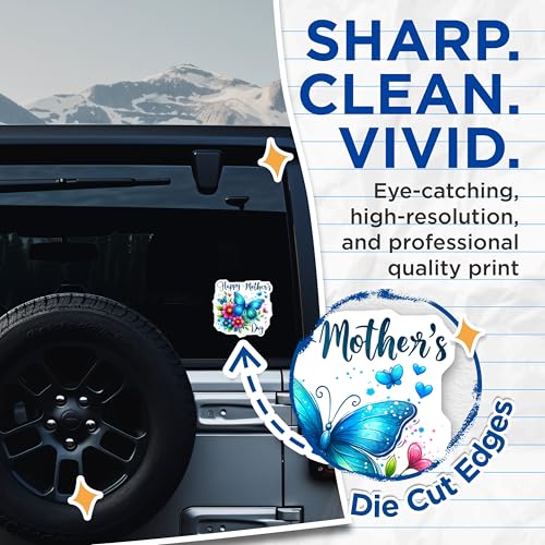 (2 Pack) Happy Mothers Day Stickers - 5" On Longest Side - Sticks to Smooth Flat Surfaces - Made in USA - BMCS8825 - BMCS8825