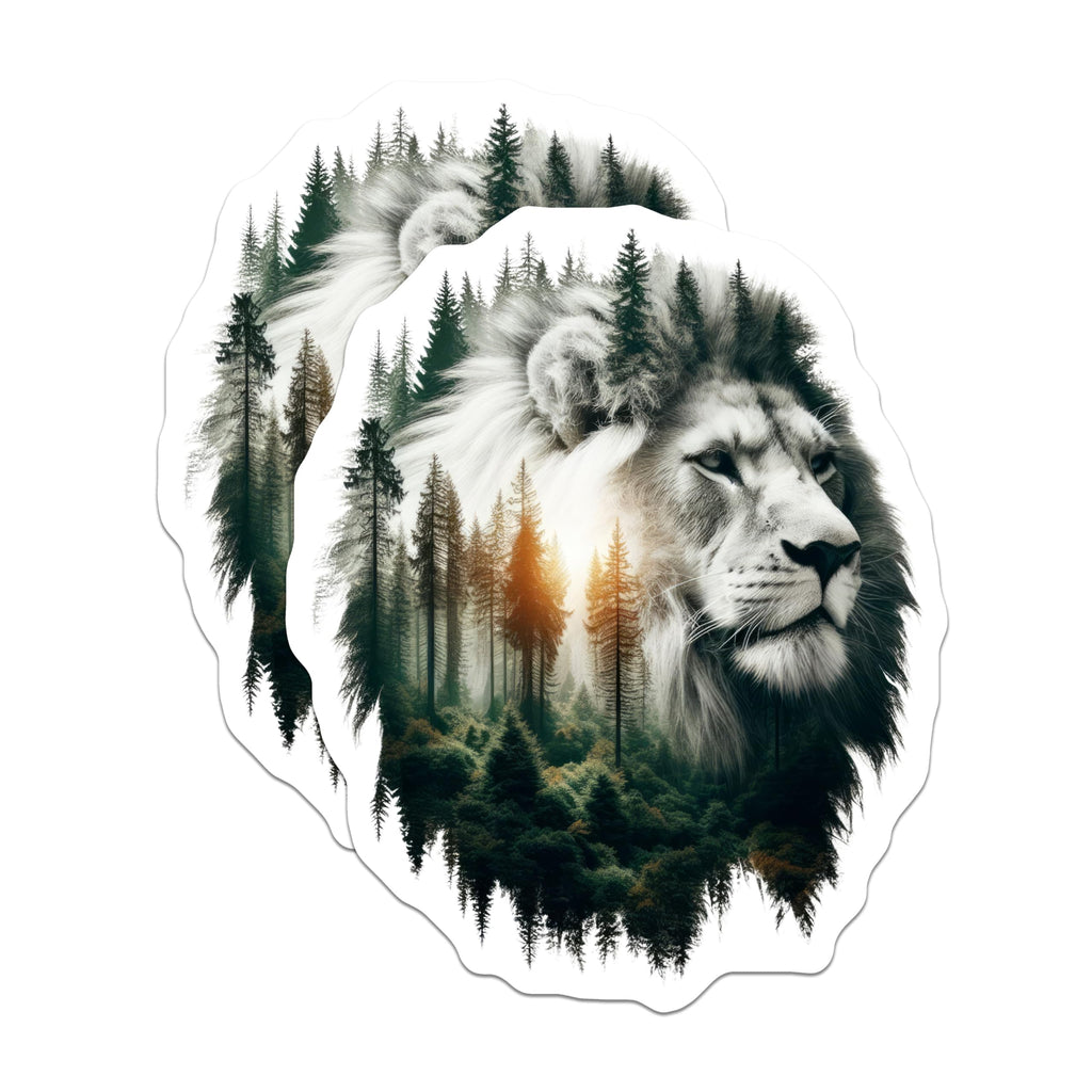 (2 Pack) Lion Forest Magnets - Animal Art Fridge Magnets - Nature Inspired Home Decor - 5" On Longest Side - Premium Magnet - for Cars, Refrigerators, Toolboxes, Lockers - Made in USA - MAG15099