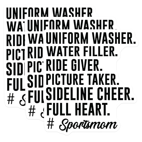 (3 Pack) Sportsmom Decals - Mom Life Decal - Full Heart Decal - Laptop Decals - 3 Inches On Longest Side - Easy Peel & Apply - Made in USA - 3MCS1855