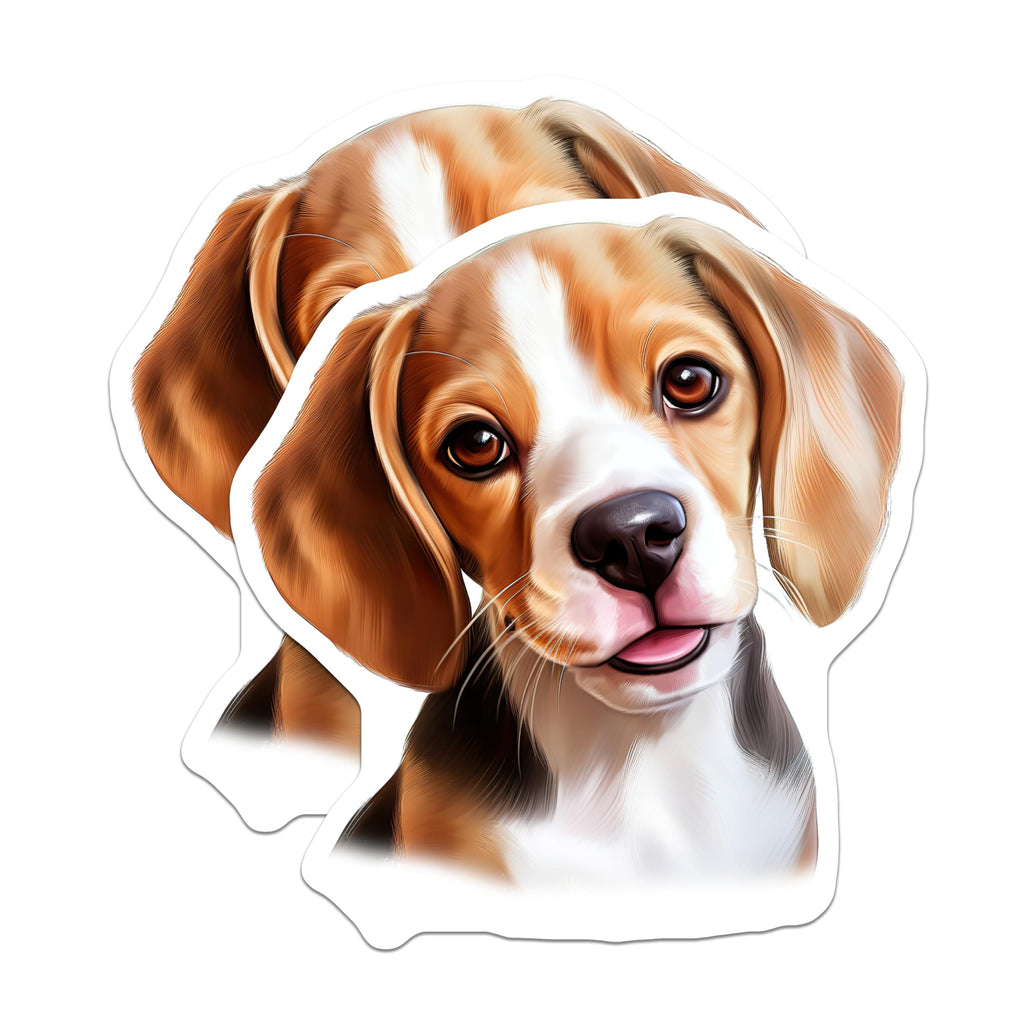 (2 Pack) Beagle Puppy Magnets - Adorable Beagle Art - Dog Owner Pet Decor - 5 Inches On Longest Side - Thick Durable Magnet - Made in USA - MAG30253