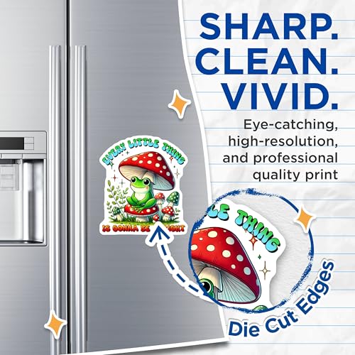 (2 Pack) Every Little Thing Frog Magnets - Cute Frog Mushroom - Whimsical Animal - Fun Inspirational - 5" On Longest Side - for Cars, Fridges, Toolboxes - Made in USA - MAG3718