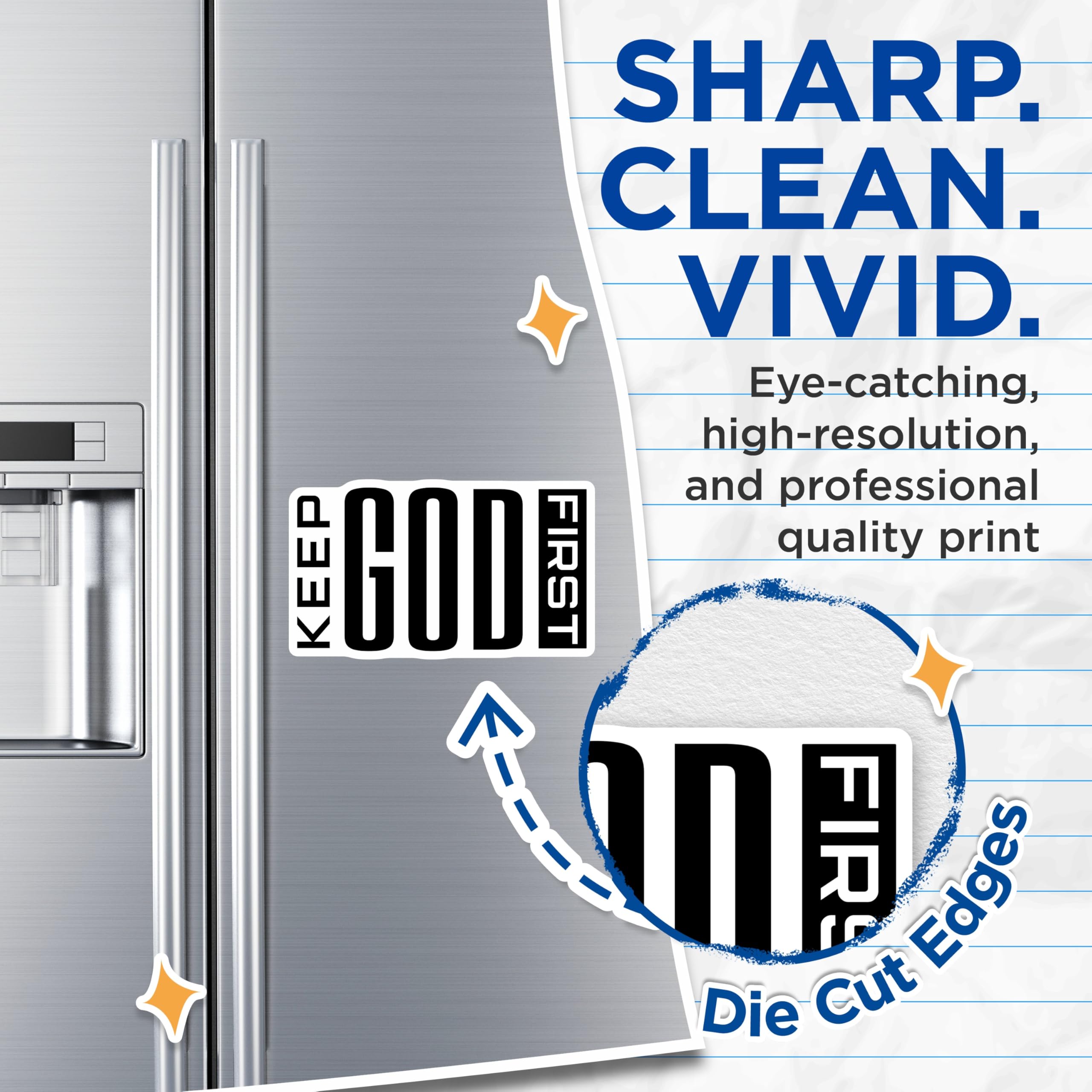 (2 Pack) Keep God First Magnets - Christian Refrigerator Decor - Faith Based Inspiration - 5 Inches On Longest Side - Thick Durable Magnet - Made in USA - MAG26868