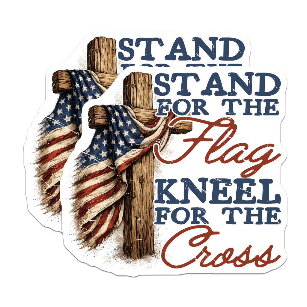 (2 Pack) Stand for The Flag Kneel for The Cross Magnets - Christian Patriotic USA - God Country Faith Decor - 5 Inches On Longest Side - Thick Durable Magnet - Made in USA - MAG21442