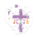 (2 Pack) Distressed Jesus Cross Magnets - Vibrant Christian Faith Decor - Inspirational Spiritual Refrigerator Magnets - 5 Inches On Longest Side - Thick Durable Magnet - Made in USA - MAG24774