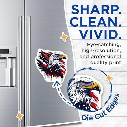 (2 Pack) Patriotic Eagle Magnets - American Flag - USA Decor - Bald Eagle Art - National Pride - 5" On Longest Side - for Cars, Fridges, Toolboxes - Made in USA - MAG6762