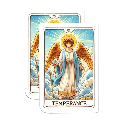 (2 Packs) Temperance Tarot Card Stickers - Metaphysical Spiritual Mystic Decals - 5 Inches On Longest Side - Premium Vinyl Decal - Sticks to Any Smooth Flat Surface - Made in USA - BMCS2257