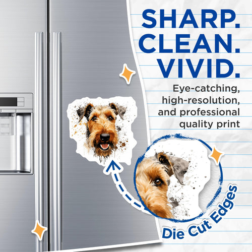 (2 Pack) Airedale Terrier Magnets - Artistic Watercolor Dog Art - Pet Lover Refrigerator Decor - 5 Inches On Longest Side - Thick Durable Magnet - Made in USA - MAG28647