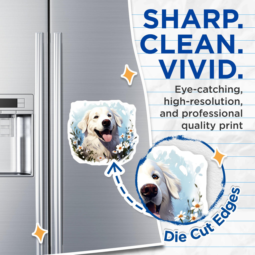 (2 Pack) Happy Golden Retriever Magnets - Dog Lover Decor - Pet Parent Kitchen Art - 5 Inches On Longest Side - Thick Durable Magnet - Made in USA - MAG27847