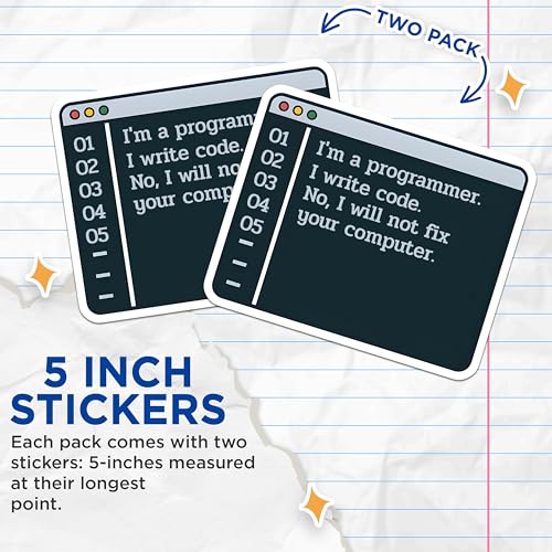 (2 Pack) I'm a Programmer Stickers - Coding Humor - Geeky Tech Pack - 5" On Longest Side - Sticks to Smooth Flat Surfaces - Made in USA - BMCS7430
