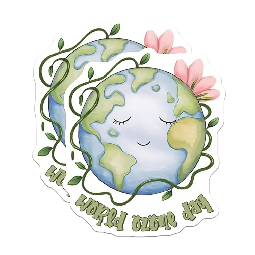 (2 Pack) World Ozone Day Magnets - Earth Day Decor - Environmental Awareness - 5" On Longest Side - for Cars, Fridges, Toolboxes - Made in USA - MAG7682