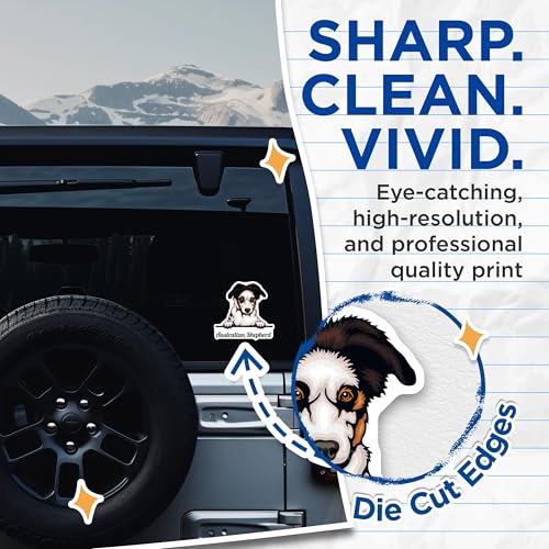 (2 Pack) Australian Shepherd Stickers - Dog Breed Stickers - Pet Lover Decal - 5" On Longest Side - Sticks to Smooth Flat Surfaces - Made in USA - BMCS4230
