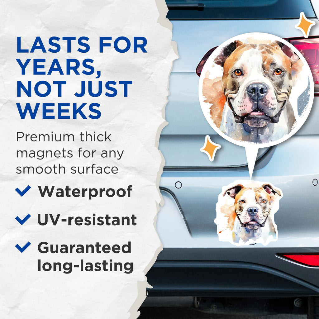 (2 Pack) American Bulldog Watercolor Magnets - Dog Lover Fridge Decor - Bully Breed Art Home - 5 Inches On Longest Side - Thick Durable Magnet - Made in USA - MAG27149
