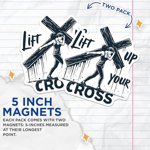 (2 Pack) Inspirational Motivational Magnet - Religious Home Decor - 5" On Longest Side - Sticks to Smooth Flat Surfaces - Made in USA - MAG9648