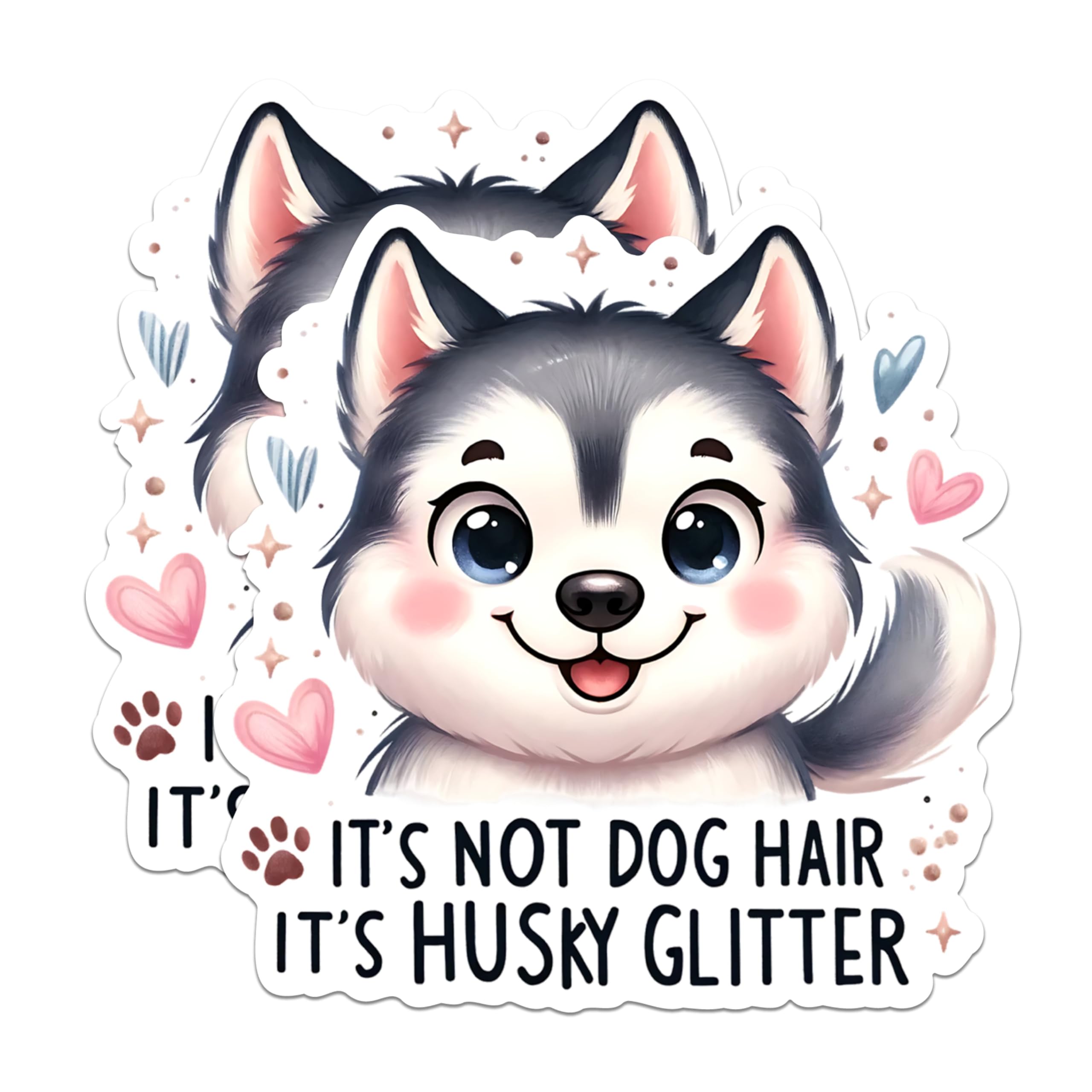 (2 Packs) It's Not Dog Hair It's Husky Glitter Magnets - Cute Husky Dog Breed Magnets - 5 Inches On Longest Side - Premium Magnet - for Fridges, Toolboxes, Cars - Made in USA - MAG2356