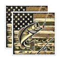 (2 Pack) American Flag Bass Fishing Stickers - Patriotic Decals - USA Angler Enthusiast - 5" On Longest Side - Sticks to Smooth Flat Surfaces - Made in USA - BMCS5699