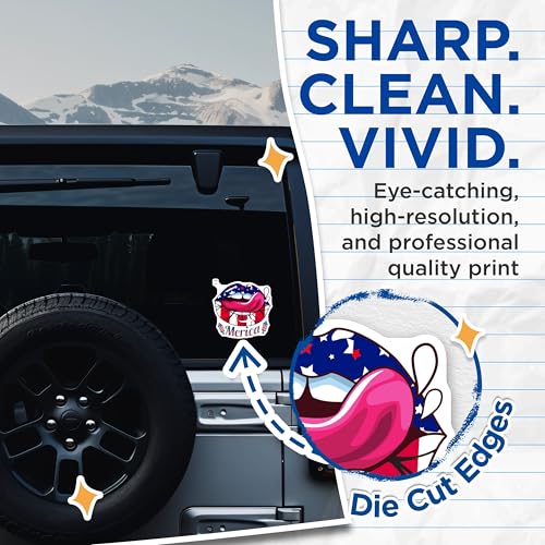 (2 Pack) American Flag Lips Stickers - Patriotic Lips Decal - 4th of July Stickers - 5" On Longest Side - Sticks to Any Smooth Flat Surface - Made in USA - BMCS3603