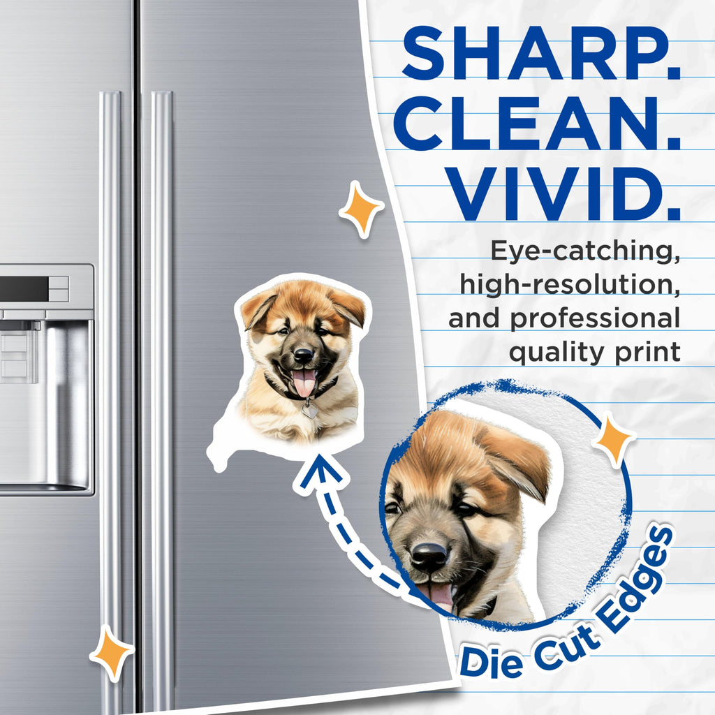 (2 Pack) Cute Puppy Dog Magnets - Adorable Pet Lover Fridge Magnets - Animal Home Decor for Dog Owners - 5 Inches On Longest Side - Thick Durable Magnet - Made in USA - MAG26429