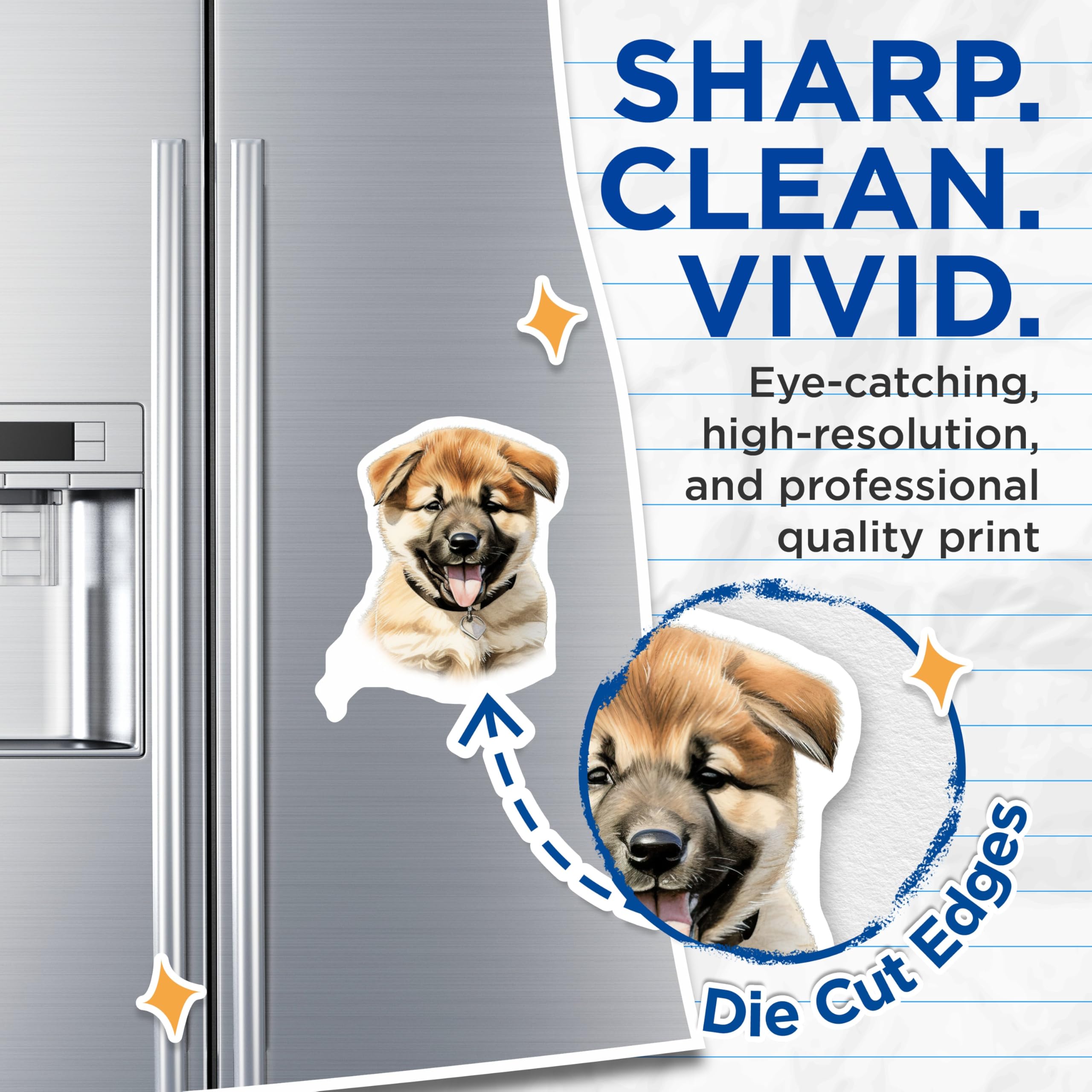 (2 Pack) Cute Puppy Dog Magnets - Adorable Pet Lover Fridge Magnets - Animal Home Decor for Dog Owners - 5 Inches On Longest Side - Thick Durable Magnet - Made in USA - MAG26429