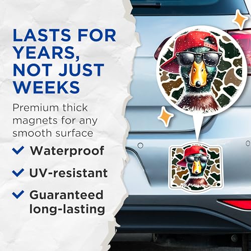 (2 Pack) Cool Duck Magnets Magnets - Hip Duck Wear - Stylish Duck Art for Fridge or Locker - 5" On Longest Side - Made in USA - Sticks to Refrigerators & Metal Surfaces - MAG8719