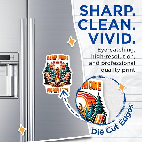 (2 Pack) Camp More Worry Less Magnets - Camping Adventure - Outdoor Lover Decor - Rustic Cabin - 5" On Longest Side - for Cars, Fridges, Toolboxes - Made in USA - MAG6922