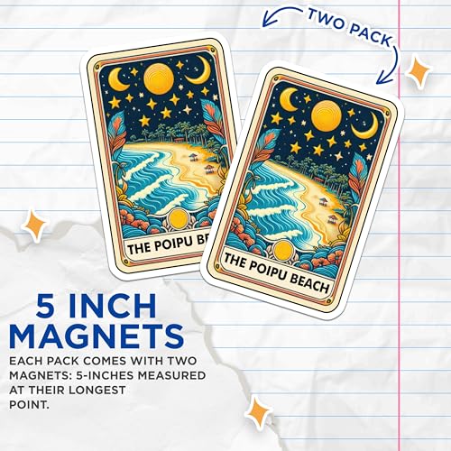 (2 Pack) Beach Scene Magnet - Tropical Night - Coastal Decor - Beach Vibes - 5" On Longest Side - Sticks to Smooth Flat Surfaces - Made in USA - MAG10319