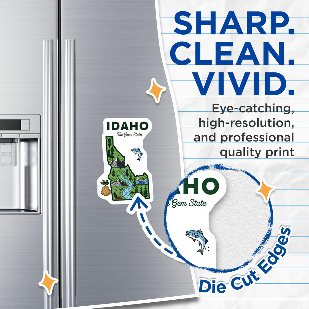 (2 Pack) Idaho State Magnets - Gem State Travel Souvenir - Fridge Refrigerator Magnets - 5" On Longest Side - Premium Magnet - for Cars, Refrigerators, Toolboxes, Lockers - Made in USA - MAG14322