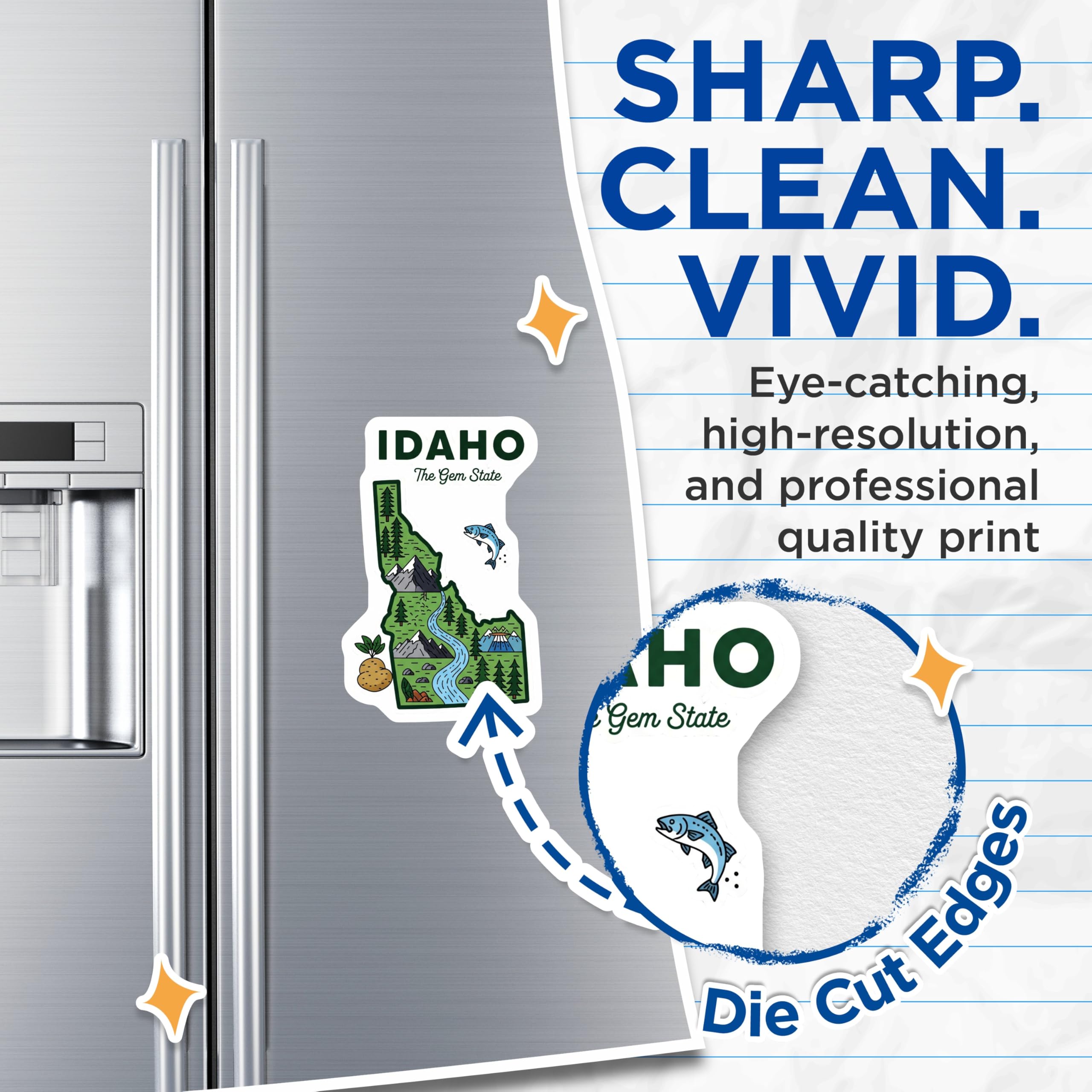 (2 Pack) Idaho State Magnets - Gem State Travel Souvenir - Fridge Refrigerator Magnets - 5" On Longest Side - Premium Magnet - for Cars, Refrigerators, Toolboxes, Lockers - Made in USA - MAG14322
