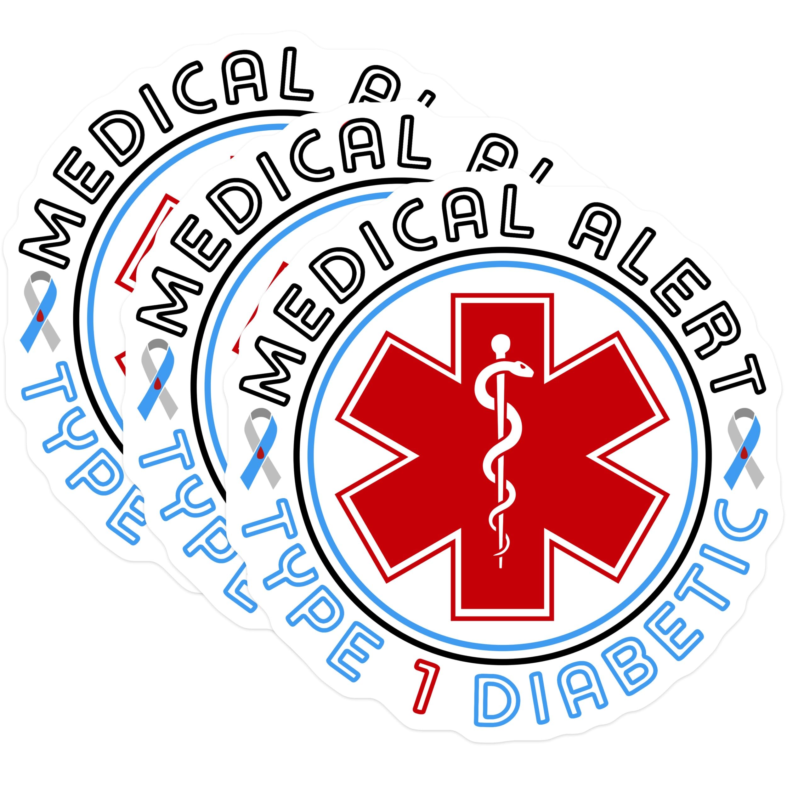(3 Pack) Type 1 Diabetic Decals - Medical Alert - Emergency Symbol Decals- 3 Inches On Longest Side - Easy Peel & Apply - Made in USA - 3MCS5021