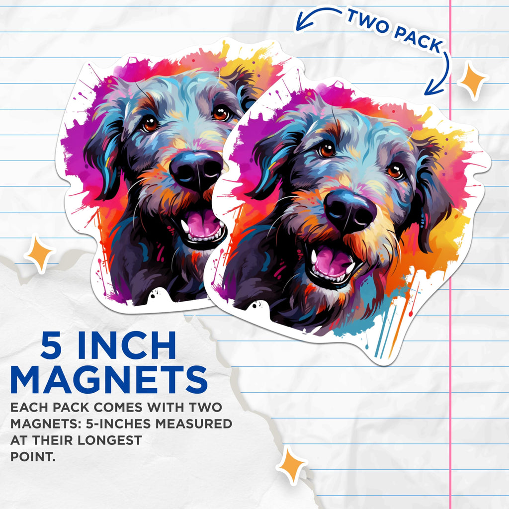 (2 Pack) Irish Wolfhound Dog Breed Magnets - 5 Inches On Longest Side - Choose from Over 100 Dog Breeds - for Cars, Refrigerators, Toolboxes - Made in USA - MAG1880