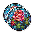 (2 Pack) Stained Glass Rose Magnets - Floral Kitchen Decor - Aesthetic Refrigerator Magnet - Botanical Artwork - 5 Inches On Longest Side - Thick Durable Magnet - Made in USA - MAG37715