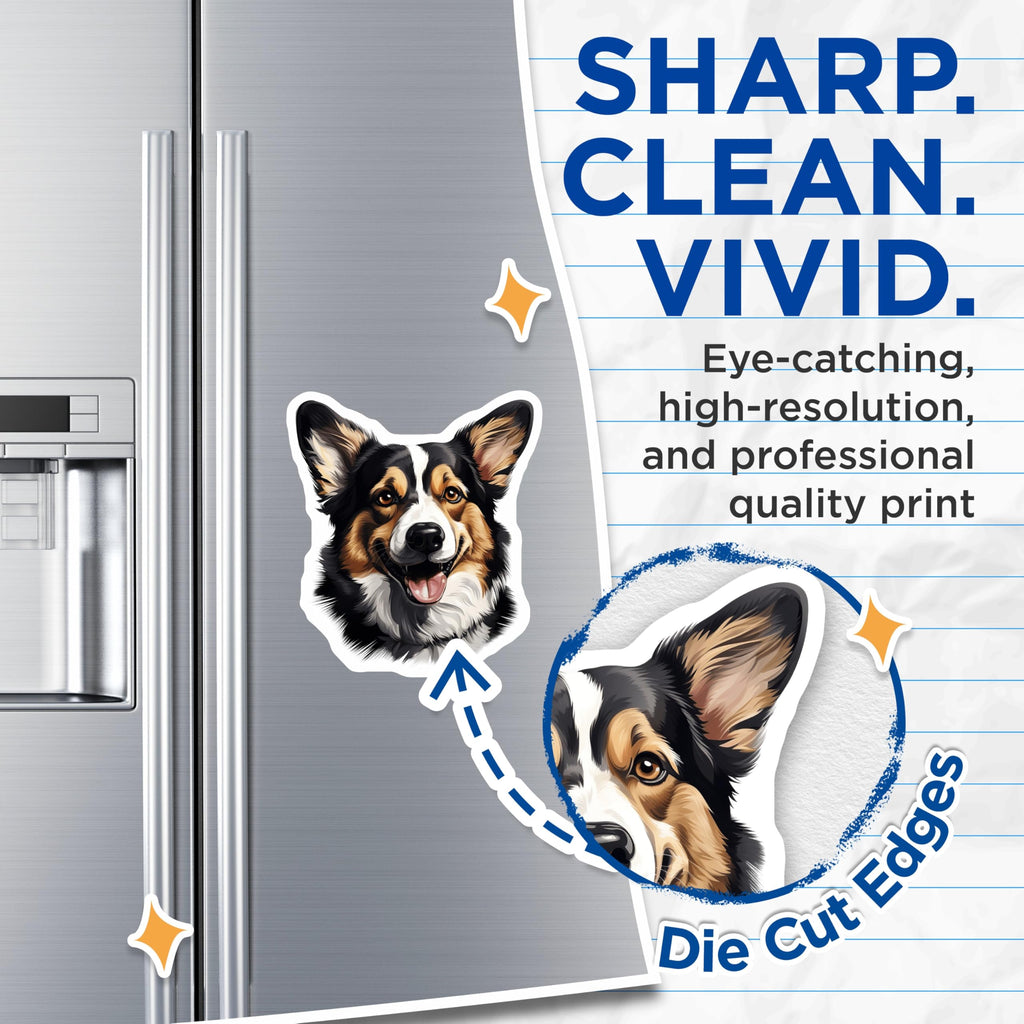 (2 Pack) Cute Corgi Dog Magnets - Pet Lover Refrigerator Decor - Happy Dog Parent Accessory - 5 Inches On Longest Side - Thick Durable Magnet - Made in USA - MAG30888