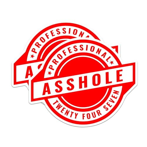 (2 Pack) Professional A**Hole Twenty Four Seven Magnets - Funny Sarcstic Vulgar Adult Humor - 5" On Longest Side - Premium Magnet - for Cars, Refrigerators, Toolboxes, Lockers - Made in USA - MAG1657