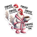 (2 Pack) Funny Coffee Chicken Stickers - Morning Coffee Rooster Decals - Cute Chicken Coffee Lover Gifts - 5" On Longest Side - Sticks to Smooth Flat Surfaces - Made in USA - BMCS4509